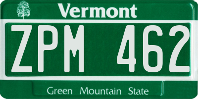 VT license plate ZPM462