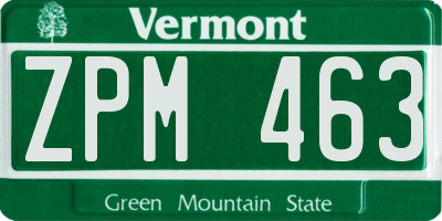 VT license plate ZPM463