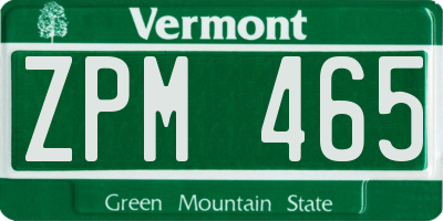 VT license plate ZPM465
