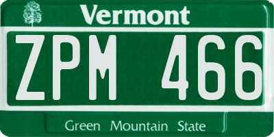 VT license plate ZPM466