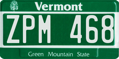 VT license plate ZPM468