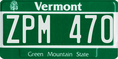 VT license plate ZPM470