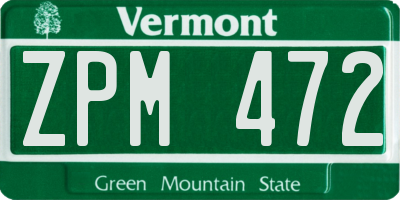 VT license plate ZPM472
