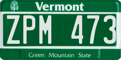 VT license plate ZPM473