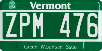 VT license plate ZPM476