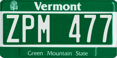 VT license plate ZPM477