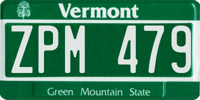 VT license plate ZPM479
