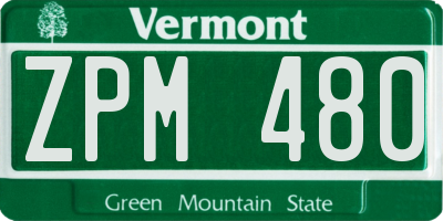 VT license plate ZPM480