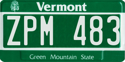 VT license plate ZPM483
