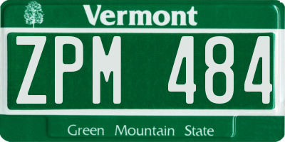 VT license plate ZPM484