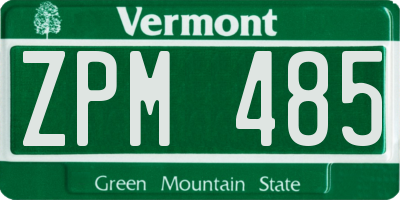 VT license plate ZPM485
