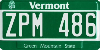 VT license plate ZPM486