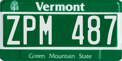 VT license plate ZPM487