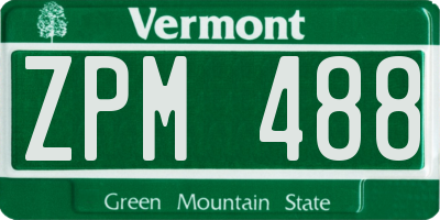 VT license plate ZPM488