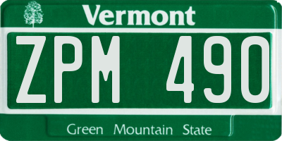 VT license plate ZPM490