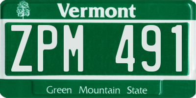 VT license plate ZPM491