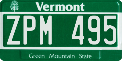 VT license plate ZPM495