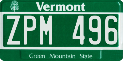 VT license plate ZPM496