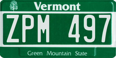 VT license plate ZPM497
