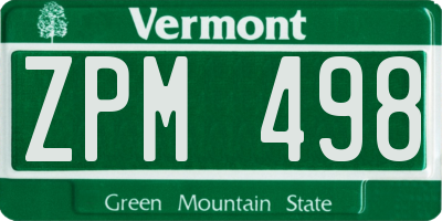 VT license plate ZPM498