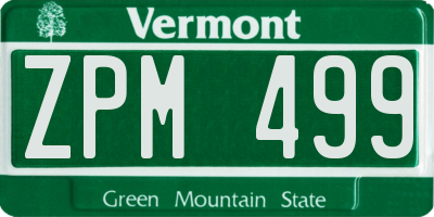 VT license plate ZPM499