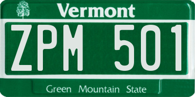 VT license plate ZPM501