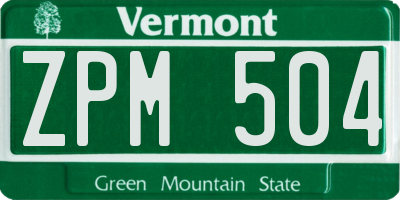 VT license plate ZPM504