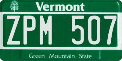 VT license plate ZPM507