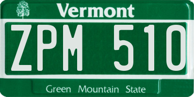 VT license plate ZPM510