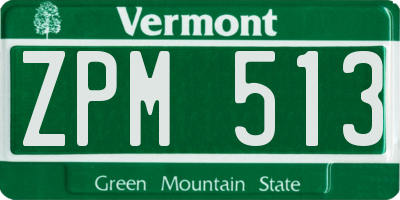 VT license plate ZPM513