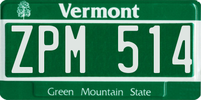 VT license plate ZPM514