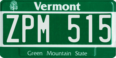 VT license plate ZPM515