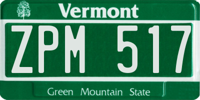 VT license plate ZPM517