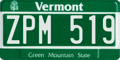 VT license plate ZPM519