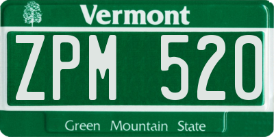 VT license plate ZPM520