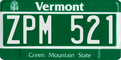 VT license plate ZPM521