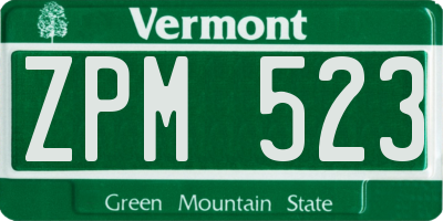 VT license plate ZPM523