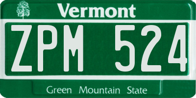 VT license plate ZPM524