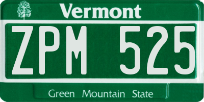 VT license plate ZPM525