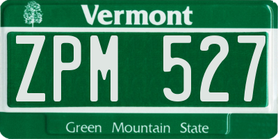 VT license plate ZPM527