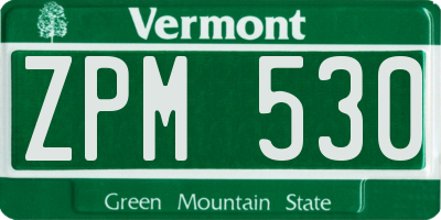 VT license plate ZPM530