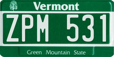 VT license plate ZPM531