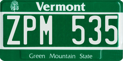 VT license plate ZPM535