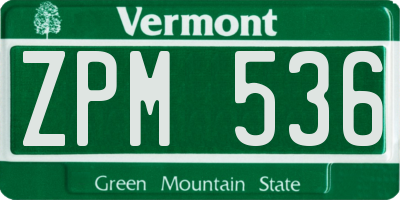 VT license plate ZPM536