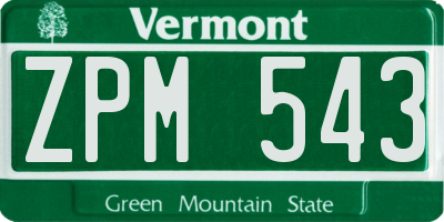VT license plate ZPM543