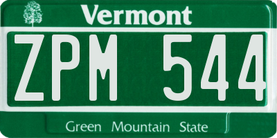 VT license plate ZPM544