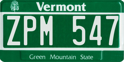 VT license plate ZPM547