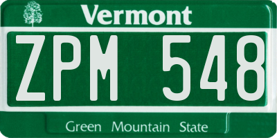 VT license plate ZPM548