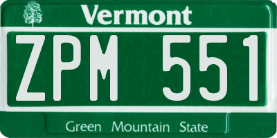 VT license plate ZPM551