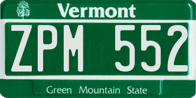 VT license plate ZPM552
